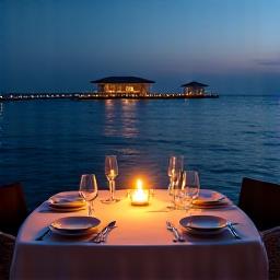 Romantic dinner over water